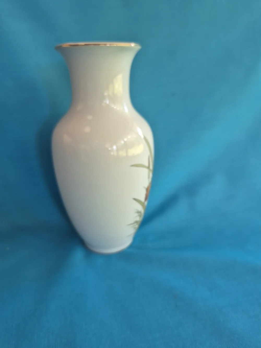 Copper Bronze Iris Flowers Porcelain Vase Vintage Fine China Japan Gold Trim